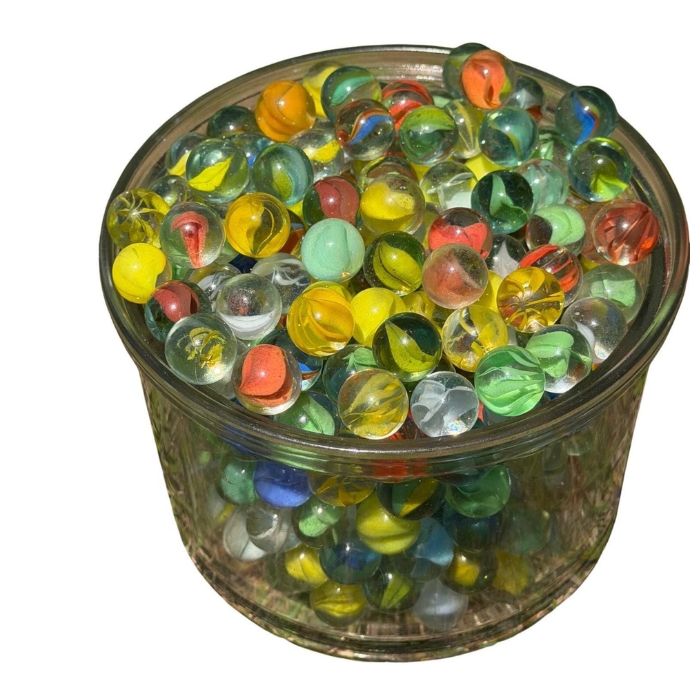 25 Count Mixed Glass Marbles Lot Vintage Modern Cats Eye Multicolor Bulk Assort - Picture 4 of 8